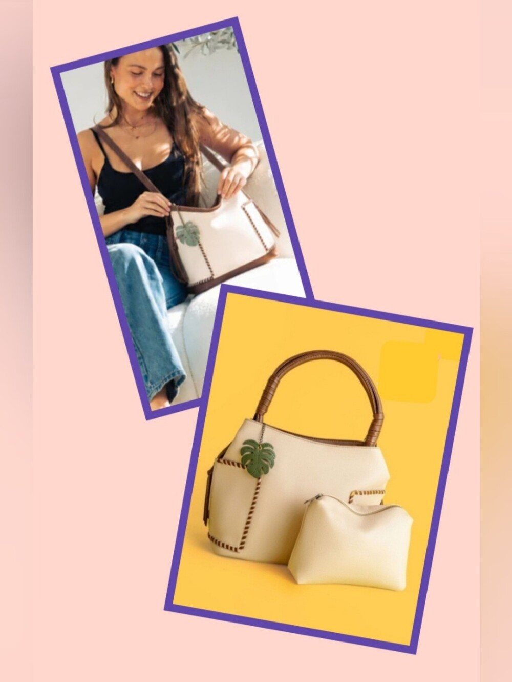 NWT 2 piece Hobo tote bag cream
